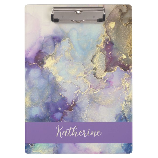 Purple and Gold Marble Clipboard (Front)