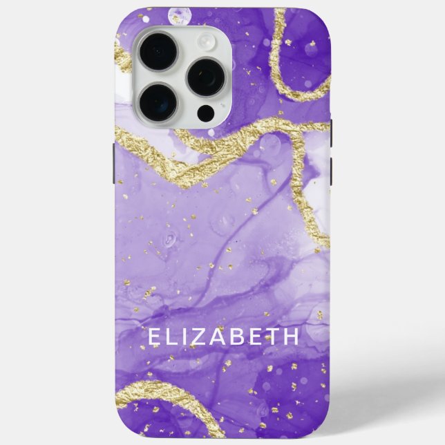 purple and gold marble glitter personalized  Case-Mate iPhone case (Back)