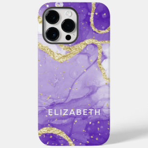 purple and gold marble glitter personalized  Case-Mate iPhone 14 pro max case