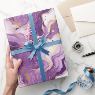 Purple and gold marble liquid style pattern wrapping paper