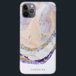 Purple And Gold Marble Monogram iPhone 11 Pro Max Case<br><div class="desc">Beautiful trendy phone case,  featuring marble pattern in trendy feminine pink,  purple,  blue and gold. Personalise with your name or desired text.</div>