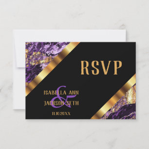 Purple and Gold Marble - RSVP Card