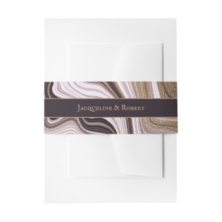 Purple and Gold Marble Wedding  Invitation Belly Band