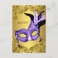 Purple and Gold Masquerade Party RSVP