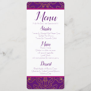 Purple and Gold Menu Invitation