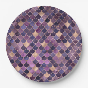 Purple and gold Mermaid Scales Paper Plate