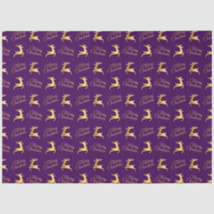 Purple and Gold Merry Christmas Word Art Tissue Paper