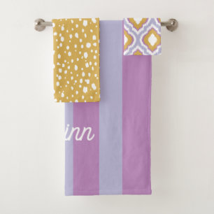 Purple and Gold Mix and Match Monogrammed Bath Towel Set