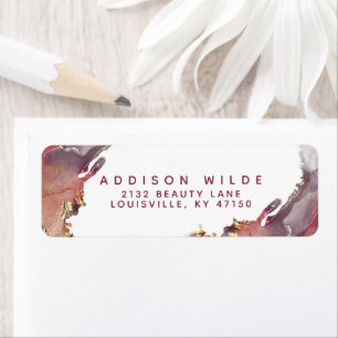 Purple And Gold Modern Art Liquid Ink Return Address Label
