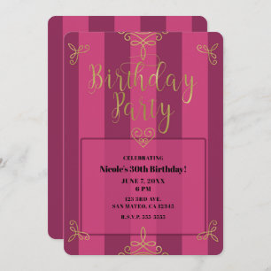 Purple and Gold Modern Glam Birthday Party Invitation