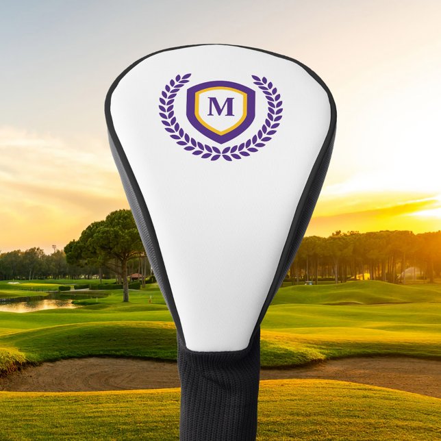 Purple and Gold Monogram Logo Crest Golf Head Cover (Creator Uploaded)