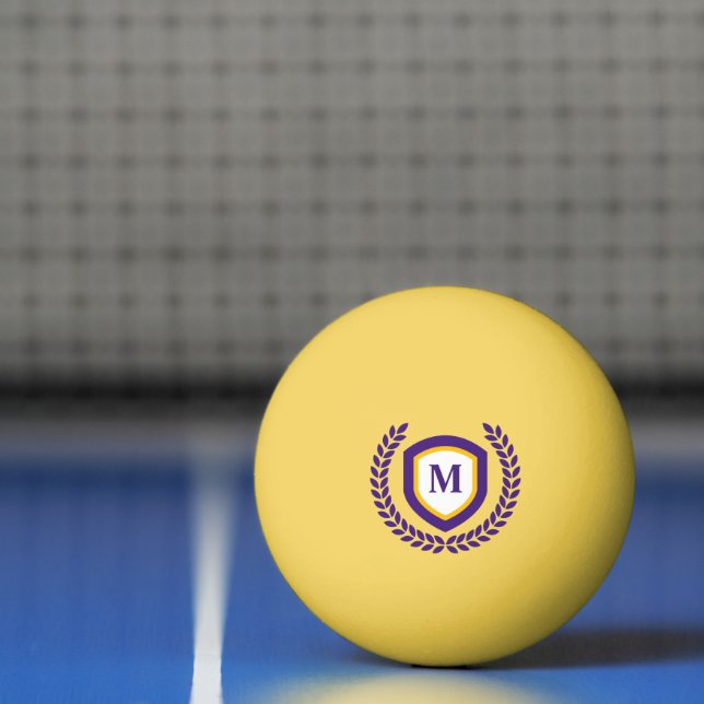 Purple and Gold Monogram Logo Crest Ping Pong Ball (Net)