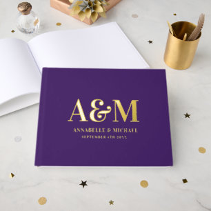 PURPLE AND GOLD MONOGRAM MINIMALIST WEDDING  GUEST BOOK
