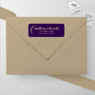 Purple and Gold Moon Wedding Return Address Label