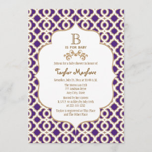 Purple and Gold Moroccan Baby Girl Baby Shower Invitation