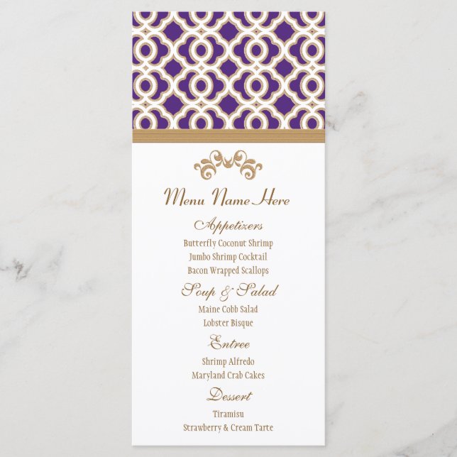 Purple and Gold Moroccan Menu (Front)