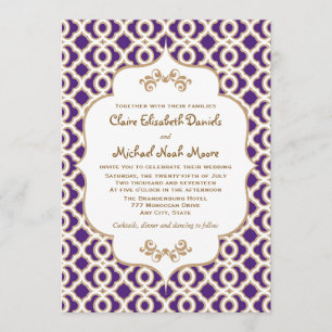 Purple and Gold Moroccan Wedding Invitations