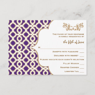 Purple and Gold Moroccan Wedding Response Cards