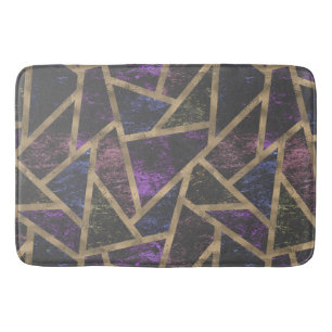 Purple and gold mosaic pattern bath mat