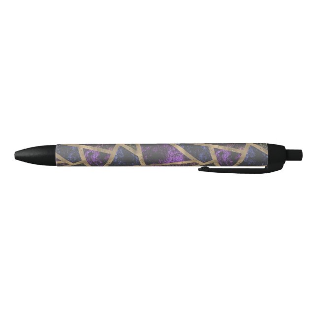Purple and gold mosaic pattern black ink pen (Bottom)