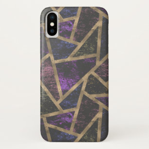 Purple and gold mosaic pattern iPhone x case