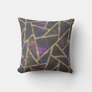 Purple and gold mosaic pattern cushion