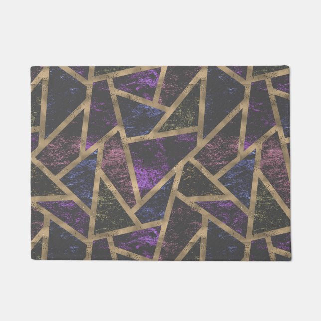 Purple and gold mosaic pattern doormat (Front)