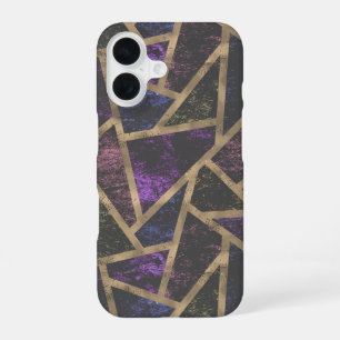 Purple and gold mosaic pattern iPhone 16 case