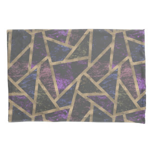 Purple and gold mosaic pattern pillowcase