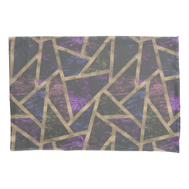 Purple and gold mosaic pattern pillowcase (Front)