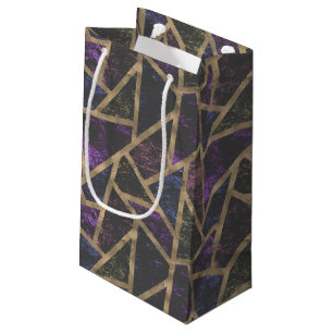 Purple and gold mosaic pattern small gift bag