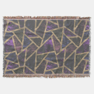 Purple and gold mosaic pattern throw blanket