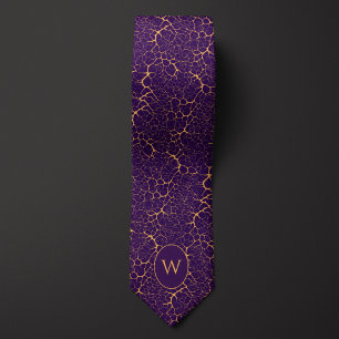 Purple and Gold Neural Pattern Tie
