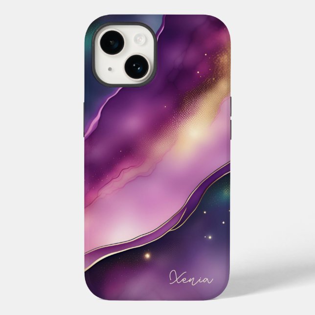 Purple and Gold Night Sky Fantasy Case-Mate iPhone Case (Back)