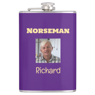 Purple and Gold Norseman Custom Photo  Flask