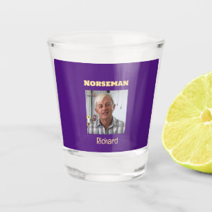 Purple and Gold Norseman Custom Photo Shot Glass