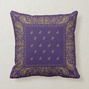Purple and Gold Paisley Design Cushion