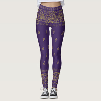 Purple and Gold Paisley Design Leggings
