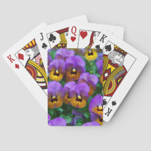 Purple and Gold Pansies Playing Cards
