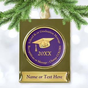 Purple and Gold Personalised Graduation Ornaments