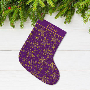 Purple and Gold Personalised Large Christmas Stocking
