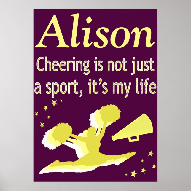 PURPLE AND GOLD PERSONALIZED CHEERING POSTER (Front)