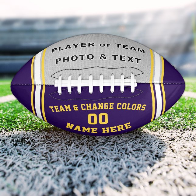 Purple and Gold Personalized Football with Picture (Creator Uploaded)