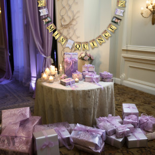 Purple and Gold Quinceañera Celebration Bunting
