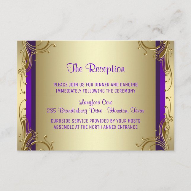 Purple and Gold Reception Cards (Front)