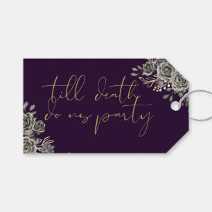 Purple And Gold Roses Floral Gothic Wedding Favour Gift Tags