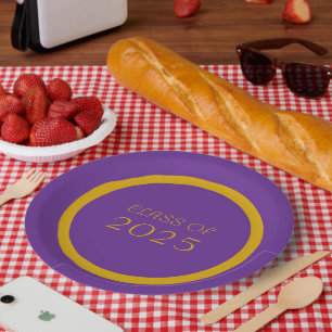 Purple and Gold School Colours and Class Year Paper Plate