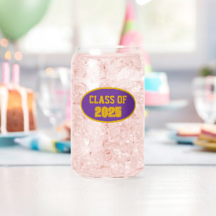 Purple and Gold School Colours Class Year Can Glass