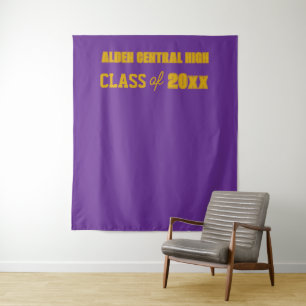 Purple and Gold School Colours Photo Backdrop Tapestry