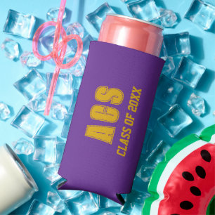 Purple and Gold School Colours Seltzer Can Cooler